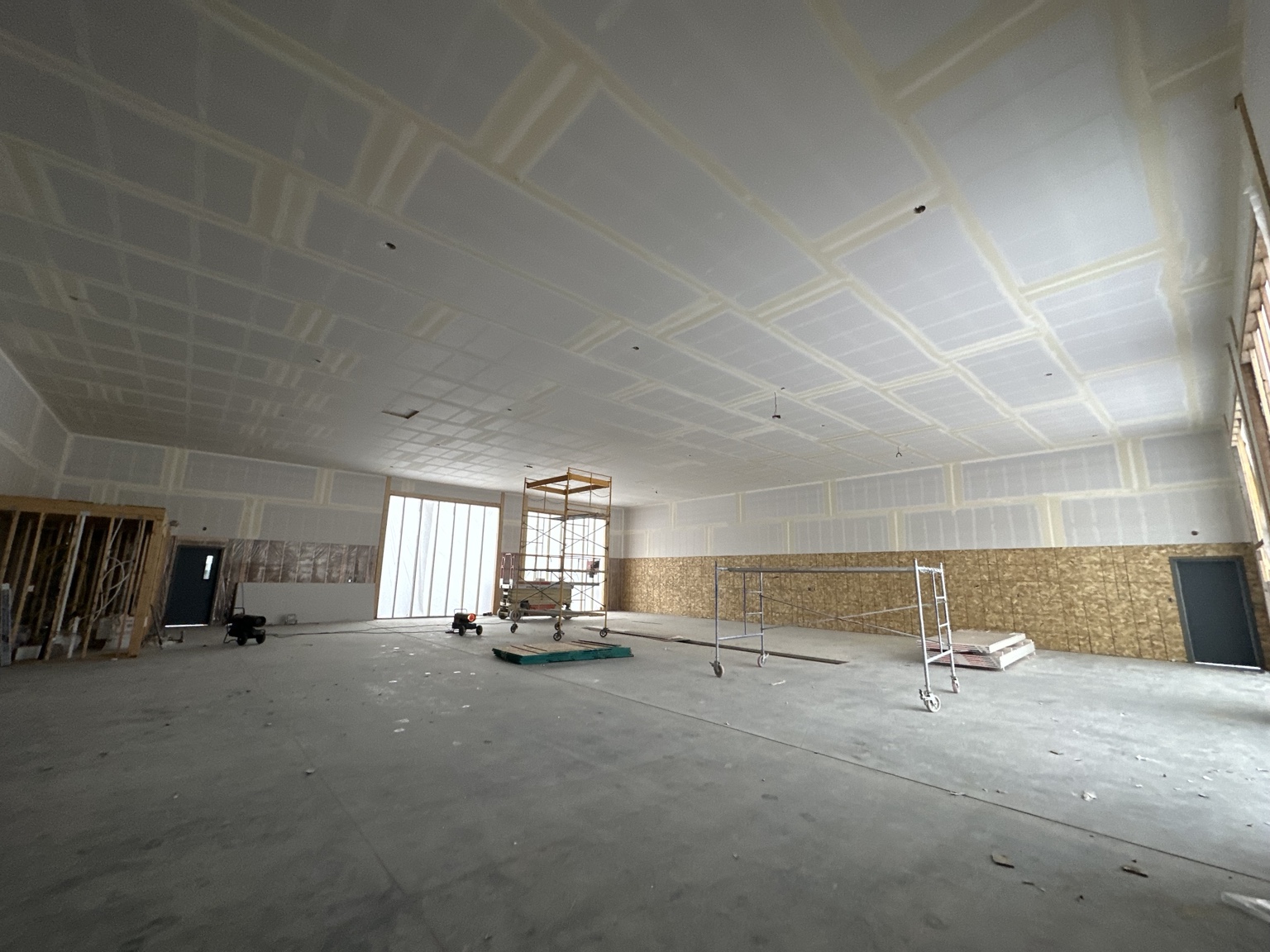 Large commercial taped drywall ceiling