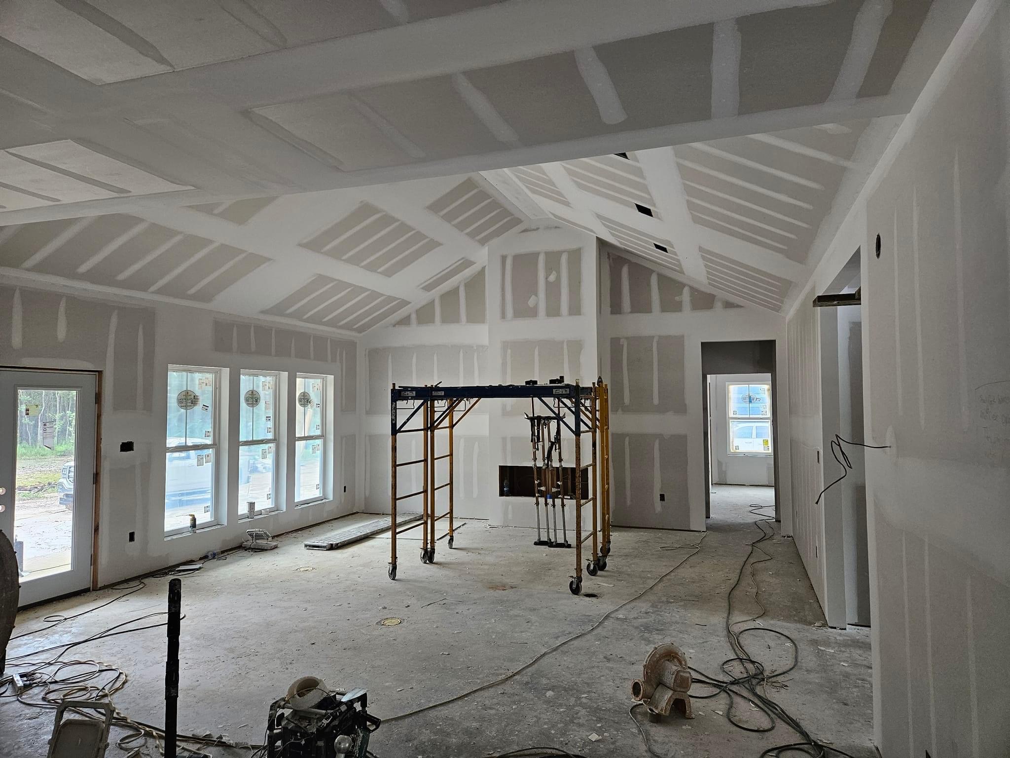 Residential vaulted ceiling drywall finishing